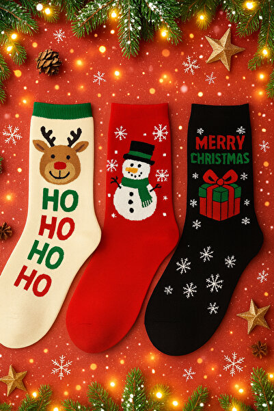 BGK Unisex 3 ζευγάρια χριστουγεννιάτικες κάλτσες