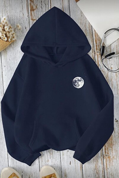 herkesemoda Hooded Sweatshirt with Front and Back Print Detail