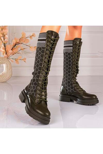 Lush Fashion Women's Green Boots Made of Eco-Leather Code: FBW050 (H1)