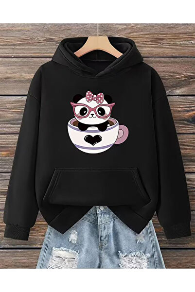 herkesemoda Φούτερ με κουκούλα με χαριτωμένη λεπτομέρεια εκτύπωσης Panda