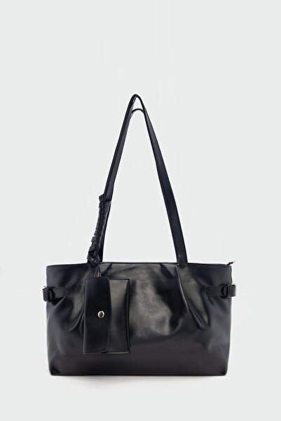 Cersei Geantă de umăr Doby Black Vintage – Model mare din piele moale