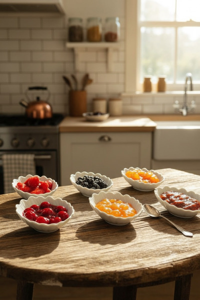 BuNeBox 6-Piece Porcelain Leaf Mini Sauce Bowl, Jam Bowl, Turkish Delight Bowl, Coffee Side Dish