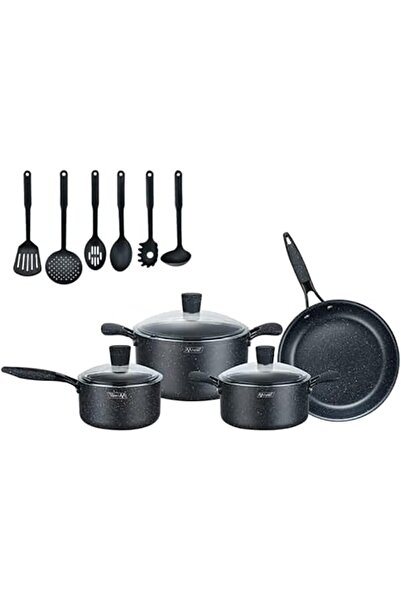 MISTERCOOK طقم أواني طهي من الجرانيت من مستر كوك، أسود، غير لاصق