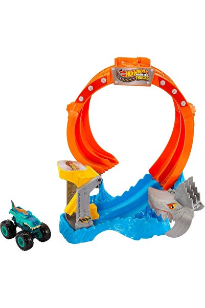 HOT WHEELS مجموعة ألعاب مونستر تراكز كراشيت ومركبة ميجا-ريكس بمقياس 1:64 طراز JFR08