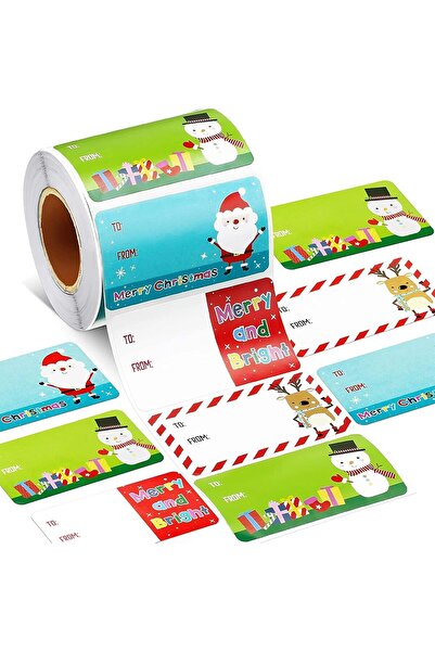 Generic 500 Pcs Christmas Gift Tag Stickers Roll Self Adhesive Santa Name Labels Holiday Present Wrapping