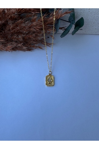 M Miel Women's Gold Color Minimal Plate Stainless Steel Necklace