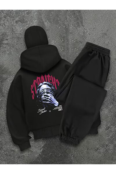 ANUSHKA Unisex Street Art Printed Masked 3 Thread Ş Fleece-Lined Tracksuit Set