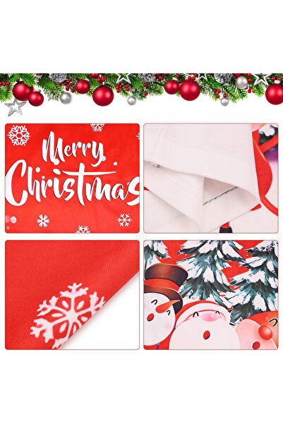 TSLBW 4 Pcs Christmas Chair Back Covers, Red and White