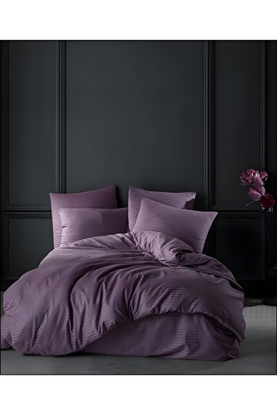 The Quaris Çizgili Deluxe Pamuk Saten Çift Kişilik Nevresim Takımı (Yeni)