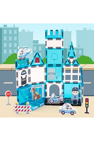 SHANTOU Set magnetic de construcție 42 piese – POLITIE
