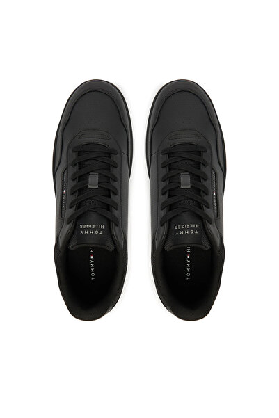 Tommy Hilfiger Men's Leather Laced Comfortable Sole Flat Model Black Sneaker Fm0Fm05713-Bds