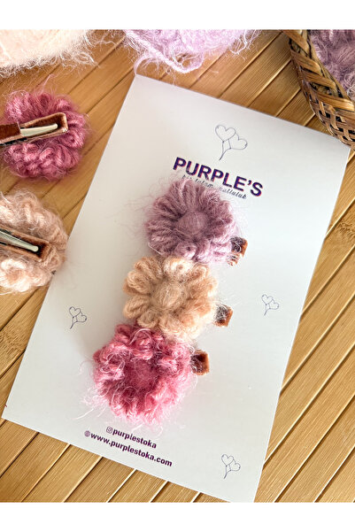 PURPLE'S BİR TUTAM MUTLULUK مجموعة مشابك شعر للفتيات مصنوعة يدويًا 100% على ش...