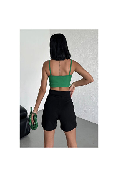 byhodi High Waist Stretchy Lycra Crepe Shorts Offering Style and Comfort Together Black