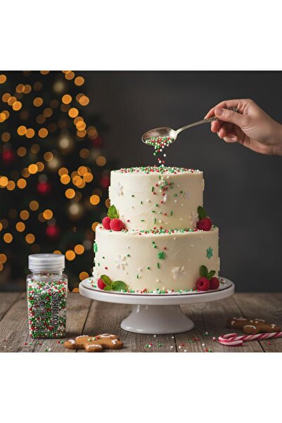 Dr. Gusto Mini Cupcake Pasta Süsleme Şekeri Kar Taneli Yeşil & Kırmızı 100 g – Yılbaşı Konsept Dekoru