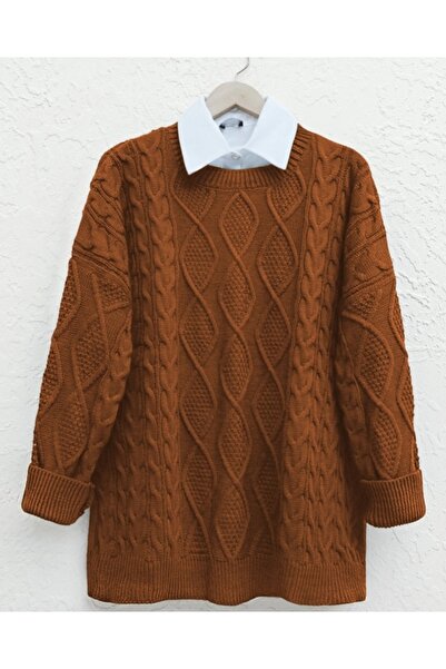 Vaniza Standard Size Honeycomb Patterned Knitwear Tunic Sweater