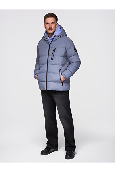 OMBRE Καπιτονέ ανδρικό μπουφάν με μανίκια raglan - απαλό μωβ V6 OM-JAHP-0302