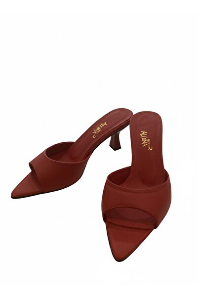 Aldina Nucci Genuine Cowhide Leather Pointed Toe Women's Thin Heeled Slippers