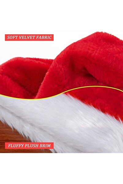 Generic 5 Pcs Fluffy Santa Hat Adults Velvet Christmas Cap Soft Plush Red White Holiday Party Costume