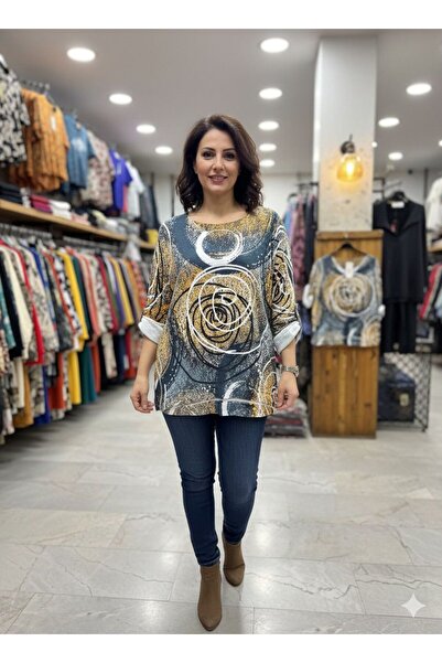 AGORATEKSTİL Women's Original Italian Patterned Digital Angora Sweater