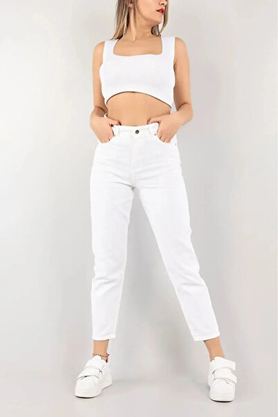 mooishan Hsn White Mom Stretch Comfort Fit Mom Jean Trousers Hsn-5