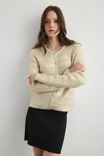 Gusto Jachetă de tricotat Varaklı - Aur