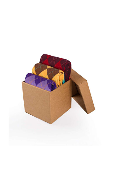 Pirin Hill Cutie cu 3 perechi șosete colorate din bumbac forme geometrice