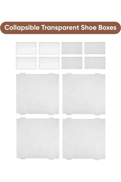 Generic 12 Pack Plastic Stackable Shoe Box Foldable Display Box Container (white)