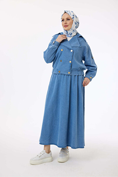 My City 5693 - Stylish and Comfortable Stone Decorated Women's Denim Pants Shirt Set