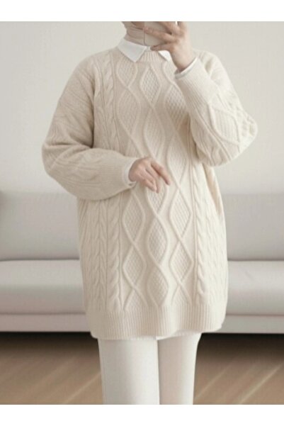 Vaniza Standard Size Honeycomb Patterned Knitwear Tunic Sweater