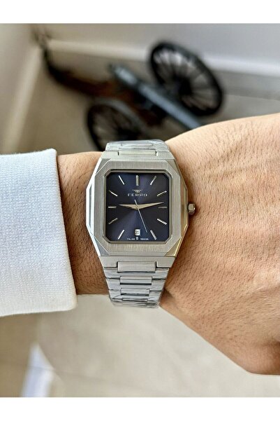 FERRO F11481AWT-A3 Quartz Çelik Gri Lacivert Kadran 39 mm Erkek Kol Saati