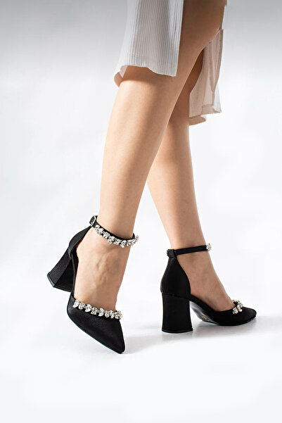 Modavien Women's Black 5 cm Stone Evening Dress Shoes