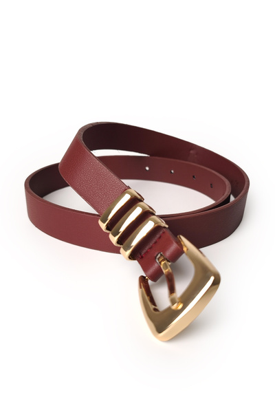 Ecrou Square Buckle Belt Burgundy