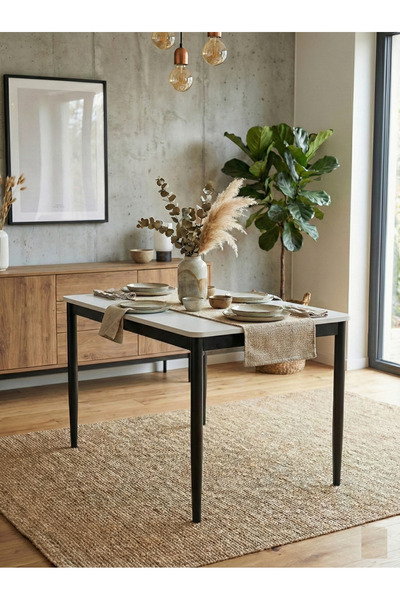 DİLETTO 70X110 BEYAZ MASA SABİT MUTFAK MASASI YEMEK MASASI METAL AYAKLI MASA