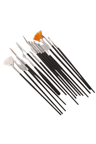 CRM Set de 15 pensule pentru manichiură cu gel UV, CRM, negru