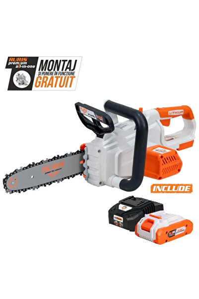 RURIS Ferăstrău cu lanț fără fir 2524e, 20 V, lamă de 25 cm, lanț de 3/8, inc...