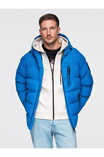 OMBRE Μονωμένο καπιτονέ ανδρικό μπουφάν με μανίκι raglan - μπλε V2 OM-JAHP-0302