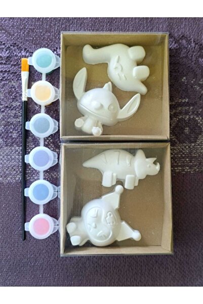 kraterya home 4 adet 3D figür, taş boyama,kuromi, dinazor,kendin yap,boyama e...