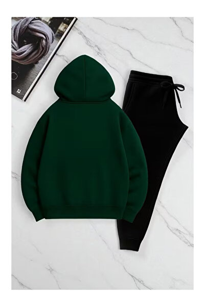 ANUSHKA Unisex Vintage Printed 3 Thread Ş Fleece-Lined K Hooded Tracksuit Set