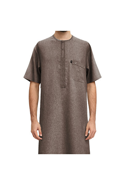 Rocket Men's high-quality linen jalabiya, half sleeves