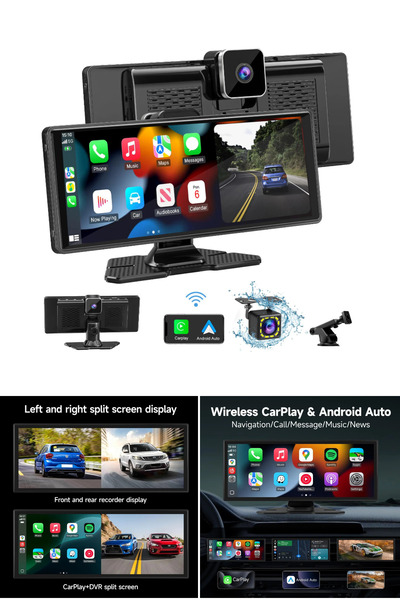 beemen DEX1085 10.26″ Taşınabilir Kablosuz CarPlay Android Auto Ekran Evrensel Araç Multimedya Ünitesi