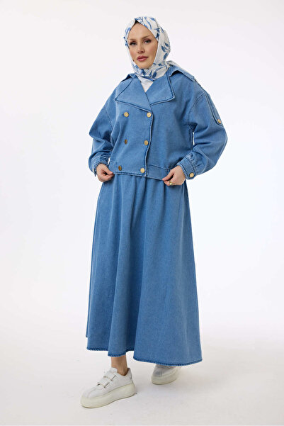 My City 5693 - Stylish and Comfortable Stone Decorated Women's Denim Pants Shirt Set