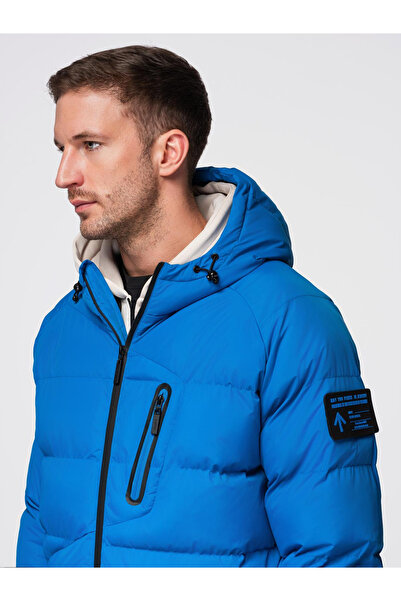 OMBRE Μονωμένο καπιτονέ ανδρικό μπουφάν με μανίκι raglan - μπλε V2 OM-JAHP-0302