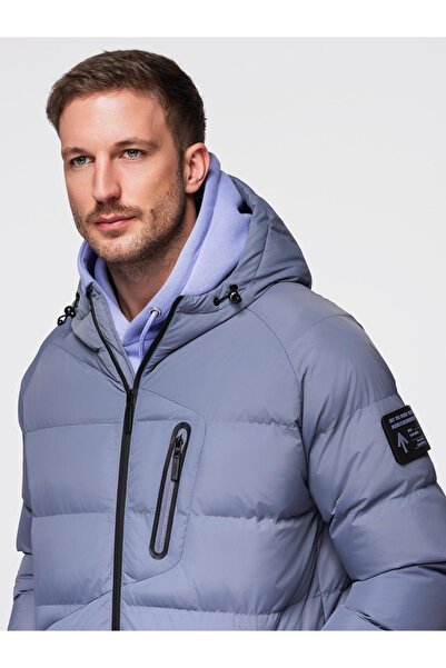 OMBRE Καπιτονέ ανδρικό μπουφάν με μανίκια raglan - απαλό μωβ V6 OM-JAHP-0302