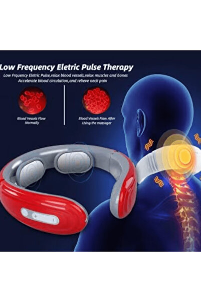 CRM cervical massage device with electromagnetic pulses, red
