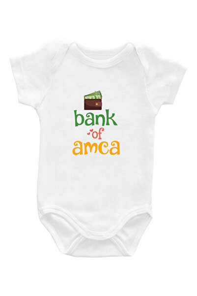 Bank Of Amca Baskılı %100 Pamuk Unisex Çıtçıtlı Bebek Body