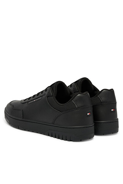 Tommy Hilfiger Men's Leather Laced Comfortable Sole Flat Model Black Sneaker Fm0Fm05713-Bds
