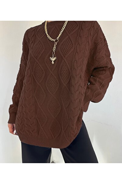 Vaniza Standard Size Honeycomb Patterned Knitwear Tunic Sweater