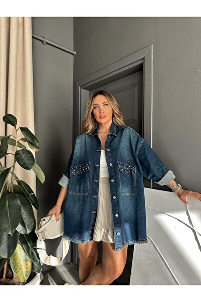 Zerrincan Giyim Mavi Taşlı Tunik Kot Ceket