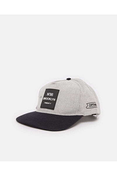 REDTAG Men Grey And Black Embellished Cap