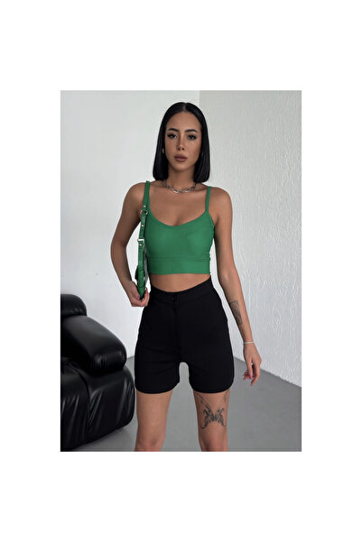 byhodi High Waist Stretchy Lycra Crepe Shorts Offering Style and Comfort Together Black